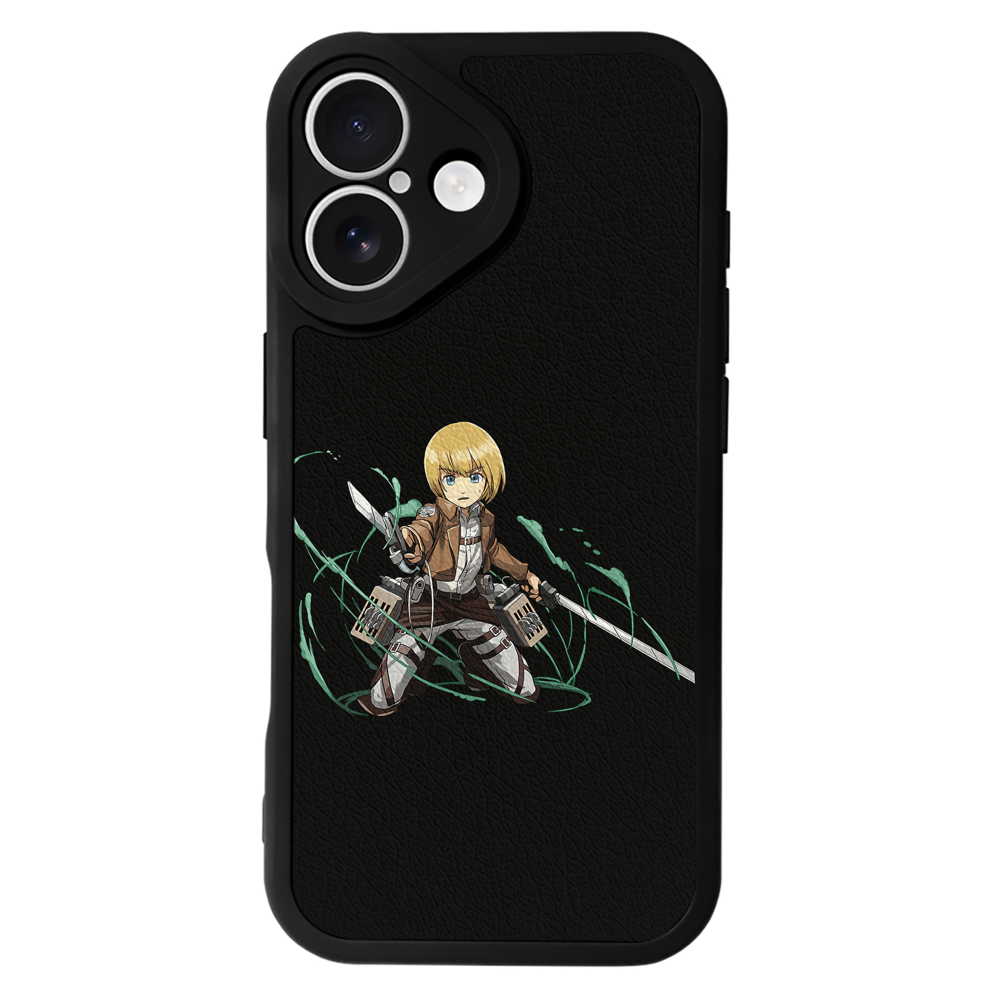 （画像用） 進撃の巨人 アルミン·アルレルト Attack on Titan Armin Arlert 【iPhone 16シリーズ対応】シリコンスマホケース（レザー調） 材質：シリコン